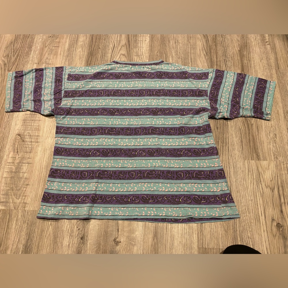 Vintage Single Stitch T Shirt Blue Purple Thrashed Size XL Checkpoint - Picture 2 of 8